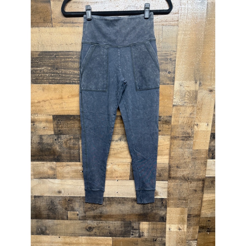 Aerie Chill Play Move Acid Wash Jogger Pants Womens Small S Ribbed Waist Pockets